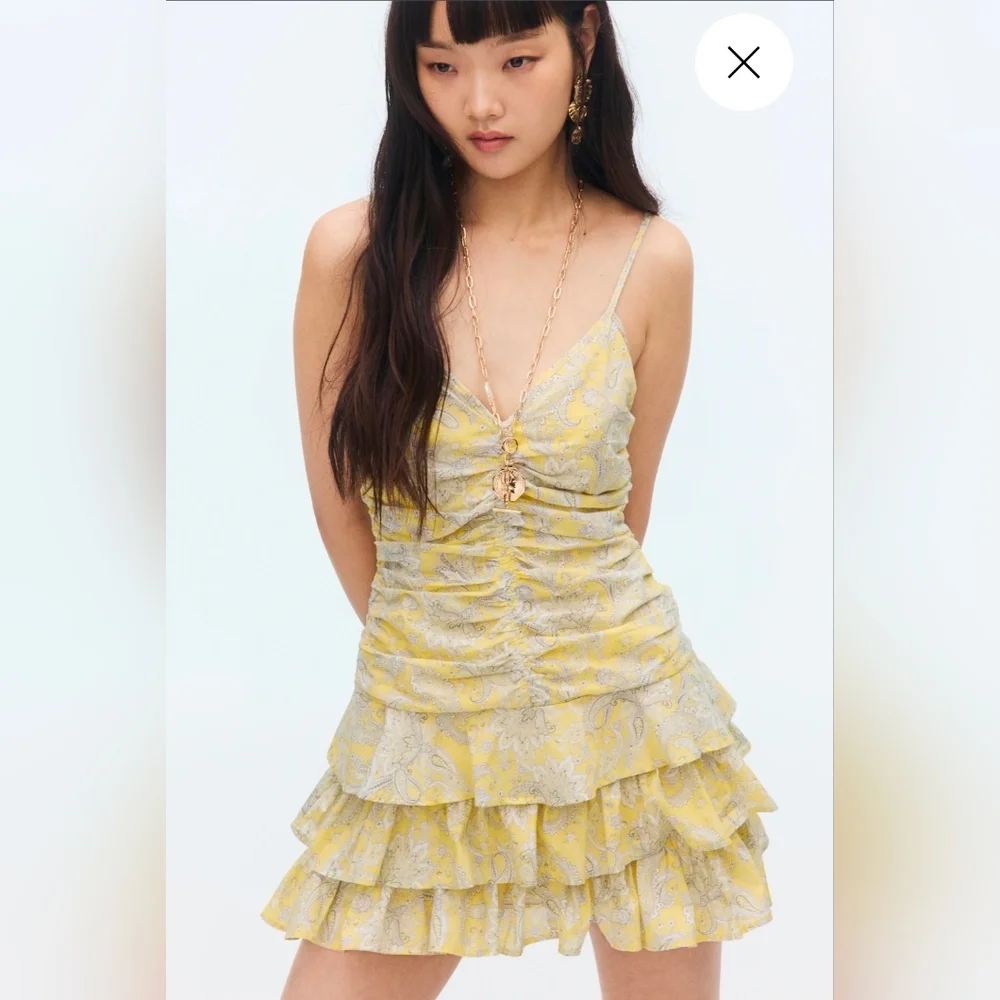 Yellow Floral Ruffle Dress - Picture 1 of 6